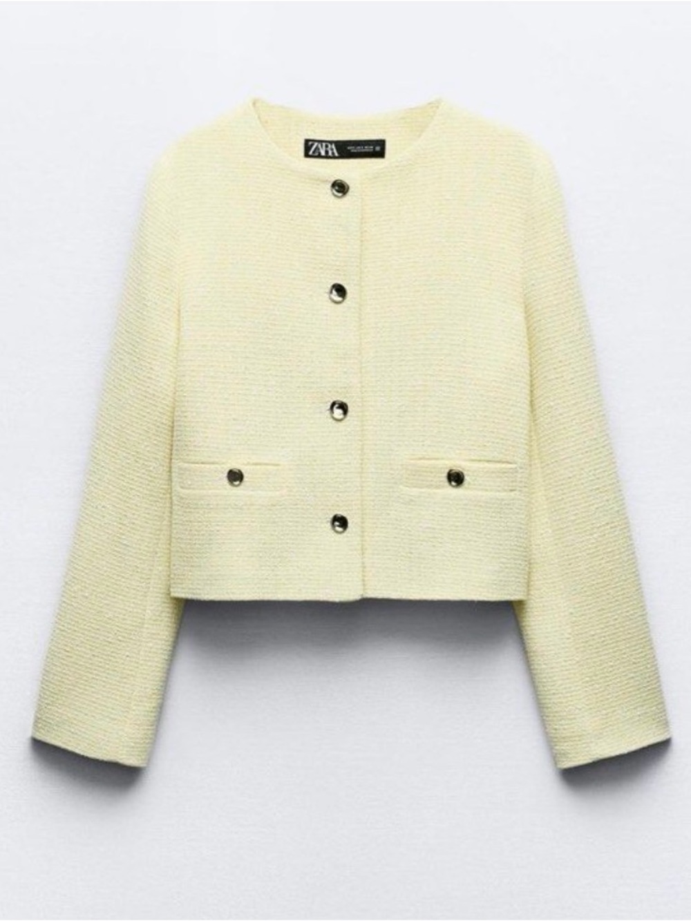 Zara Textured cotton blend Yellow Blazer size XS
